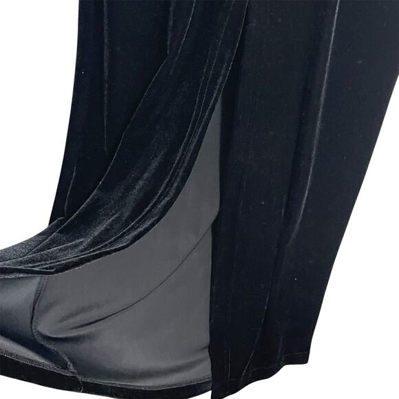 Scott McClintock Black Velvet Embroidered Mesh Gown Size 12 VTG 90s Formal Gala - Picture 10 of 15